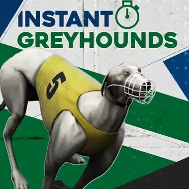 Instant Virtual Greyhounds slot visual from Leap Gaming available on dazardbetcasino.it